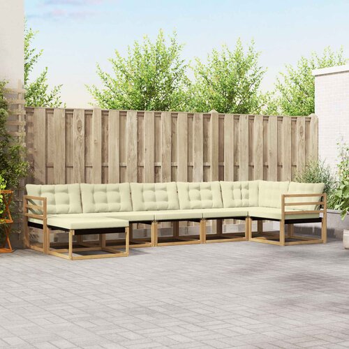  Set vanjskih sofa 7 kom. Bijela i krem Čvrsto drvo akacije Cijene