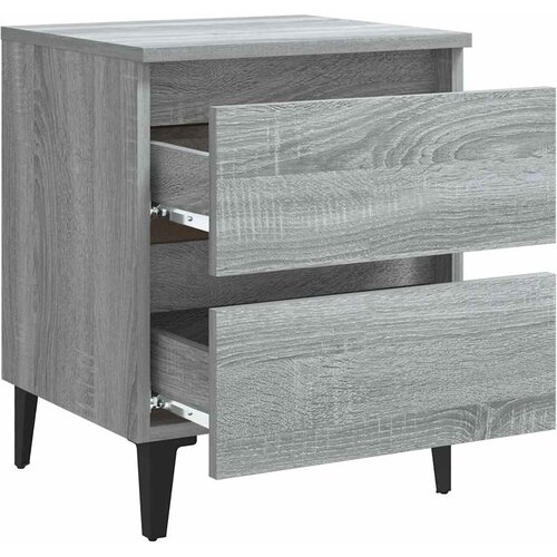  Noćni ormarići s metalnim nogama 2 kom sivi hrast 40x35x50 cm Slike