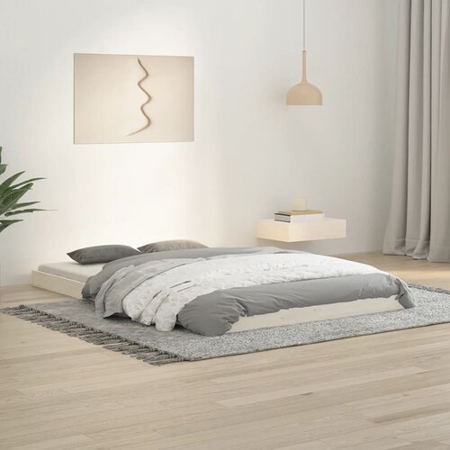 The Living Store Posteljni okvir bel 120x190 cm trdna borovina - Posteljni Okvir, (21524460) Slike