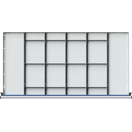 ANKE Razdelilnik predalov, za višino 60 mm, za širino 1200 mm, 5 predelnih, 15 natičnih sten
