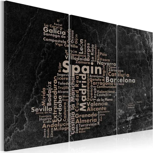  Slika - Text map of Spain on the blackboard - triptych 90x60