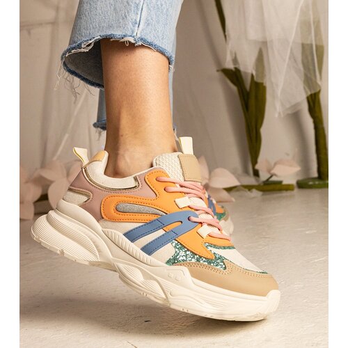 Gemre Orange women's sporty sneakers with glitter Maleda Cene