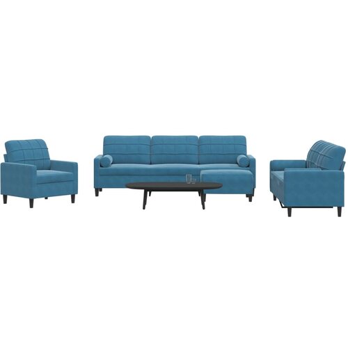 vidaXL sedežna garnitura 4-delna z blazinami moder žamet Cene