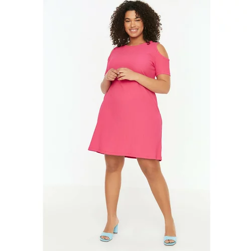 Trendyol Curve Fuchsia Cutout Detailed Knitted Dress