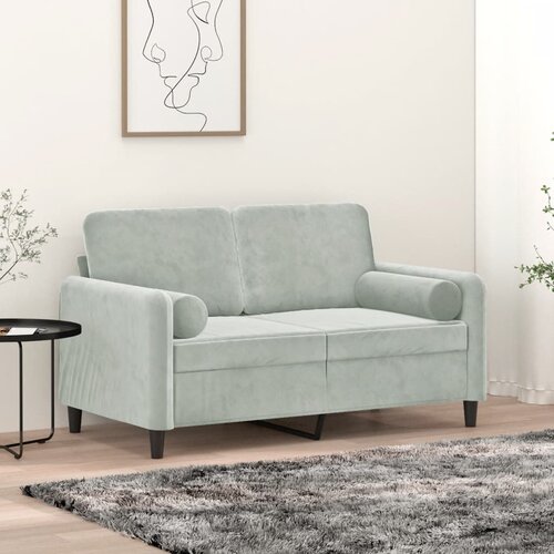 vidaXL Kavč dvosed z okrasnimi blazinami svetlo siv 120 cm žamet Cene
