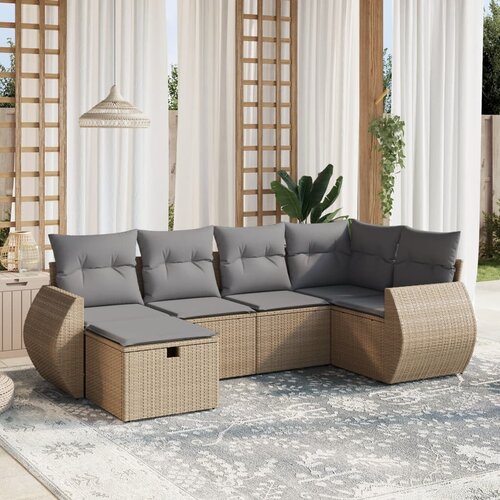 vidaXL 6-dijelni set vrtnih sofa s jastucima bež od poliratana Cijene