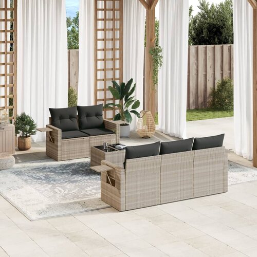 VidaXL 6-dijelni set vrtnih sofa od poliratana s jastucima svjetlosivi Slike
