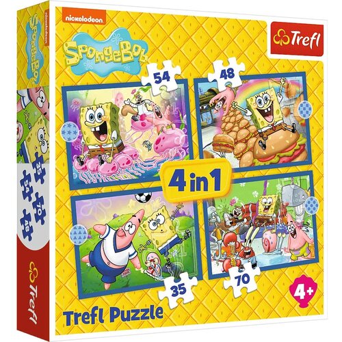 Trefl SpužvaBob 4 u 1, puzzle od 35, 48, 54 i 70 dijelova - Cene