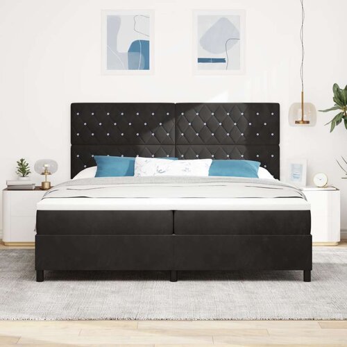 VidaXL Krevet na uzdužnom lomu s madracem Crna 200x200 cm Bar&amp;scaron;un Slike