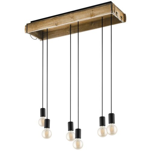 Eglo Viseća lampa WOOTTON 6xE27 81 cm crna/drvo 43592 Slike