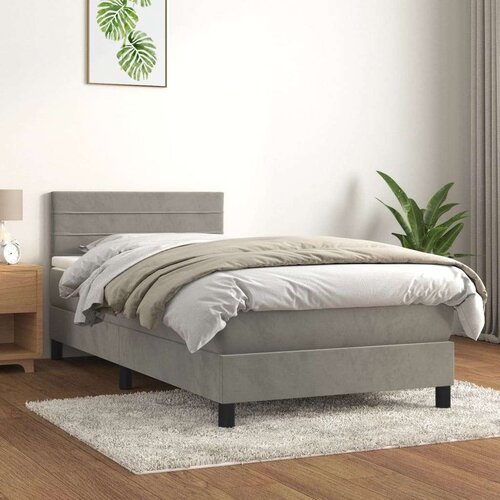 Box spring krevet s madracem svjetlosivi 100x200 cm baršunasti Cene