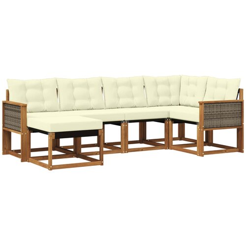 vidaXL Zunanja garnitura za sedenje z blazino 6 pcs Naravna in smetana, (5000272884) Cene