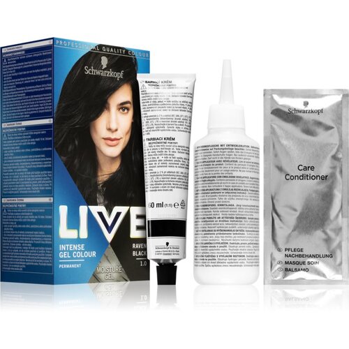 Schwarzkopf LIVE Intense Colour permanentna barva za lase odtenek 1,0 Raven Black Slike