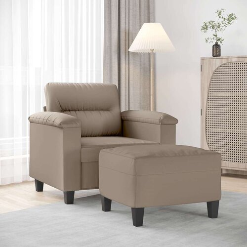  Fotelj s stolčkom za noge taupe 60 cm blago iz mikrovlaken, (20909907) Slike