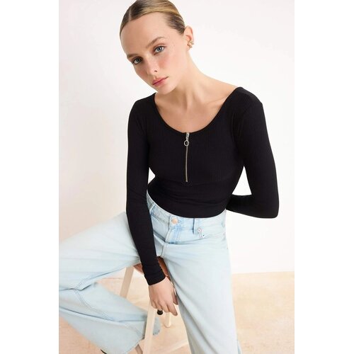 TRENDYOLMILLA Ženski bodi TWOSS26BD00026, Crni Cene