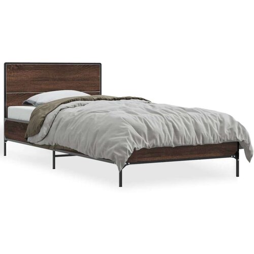 VidaXL Okvir za krevet smeđi hrast 90x190 cm konstruirano drvo i metal Slike