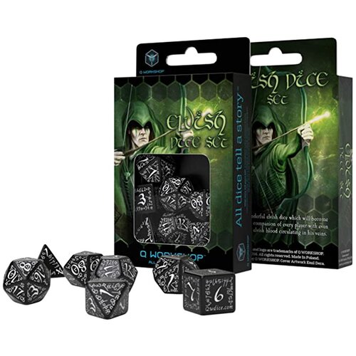 Q-Workshop Elvish Black & white Dice Set (7) kockice Cene