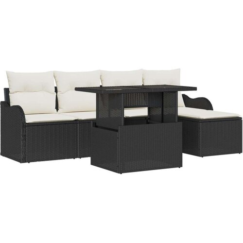  Set vrtne sofe s jastučićima crni poli ratan  dvosjed vrtna sofa s pohranom i jastučićima crni poli ratan Cijene