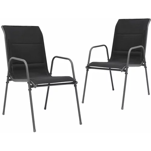 vidaXL Vrtni stoli 2 kosa jeklo in tekstil črne barve, (20658963)
