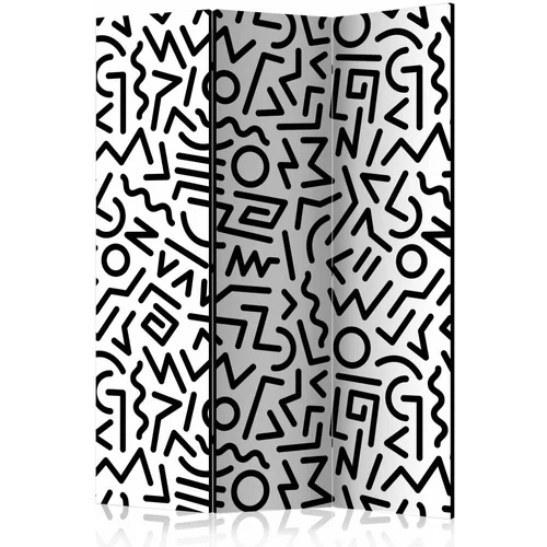  Paravan u 3 dijela - Black and White Maze [Room Dividers] 135x172