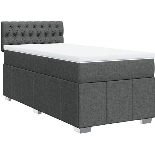 vidaXL Box spring postelja z vzmetnico temno siva 90x200 cm blago, (21307082) Cene