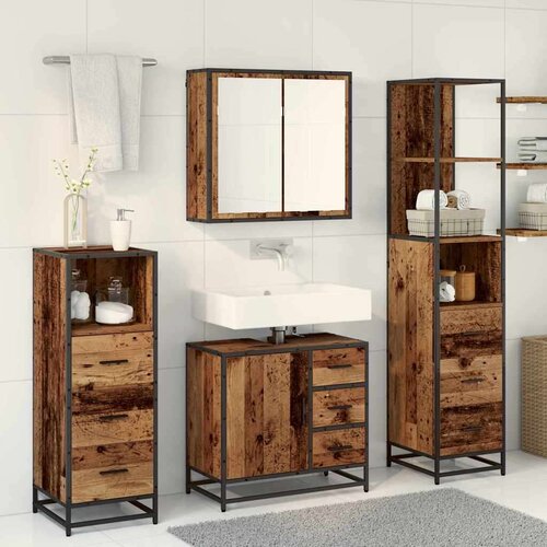  Set namje&amp;scaron;taja za kupaonicu 4 pcs Staro drvo 65 x 33 x 60 cm Slike