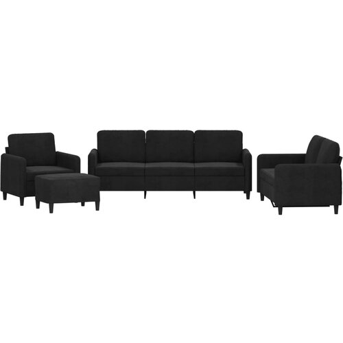 VidaXL 4-dijelni set sofa crni bar&amp;scaron;unasti Slike