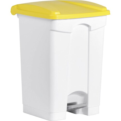 Helit koš za odpadke s pedalom, prostornina 45 l, šxvxg 410 x 605 x 400 mm, bel, rumen pokrov Cene