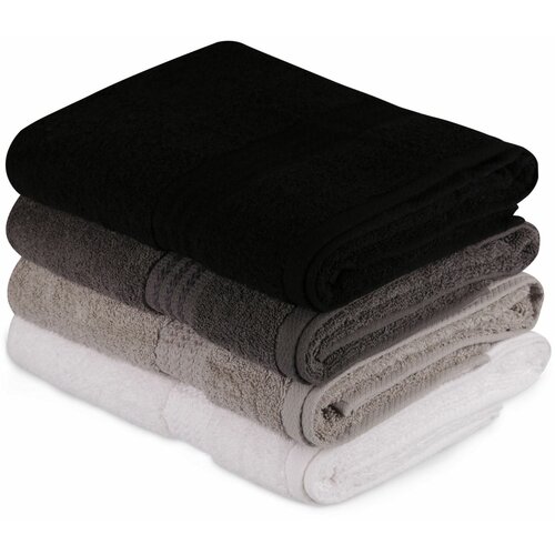 Rainbow set peškira za kupatilo u bojama crno, belo, sivo i tamno sivo (4 komada) Slike