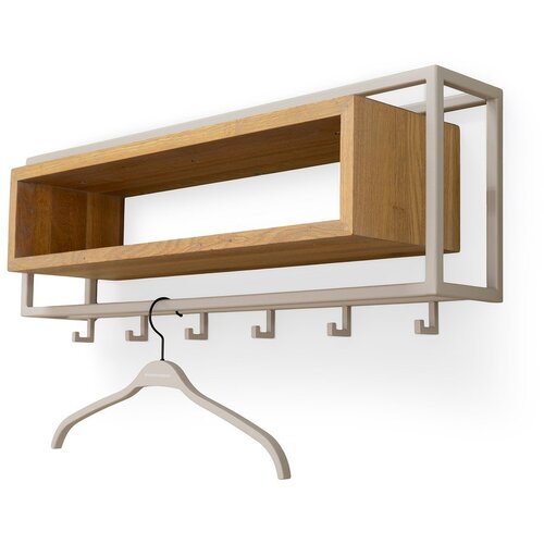 Spinder Design Stenski obe&amp;scaron;alnik iz masivnega hrasta v naravni barvi/sivorjav s polico 78 cm School &amp;ndash; Slike