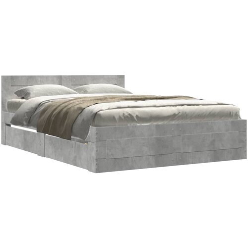 Maison Chic Posteljni okvir - Dvoposteljna postelja - Zakonska postelja z vzglavjem betonsko siv 120x190 cm inž. les, (21695083) Slike