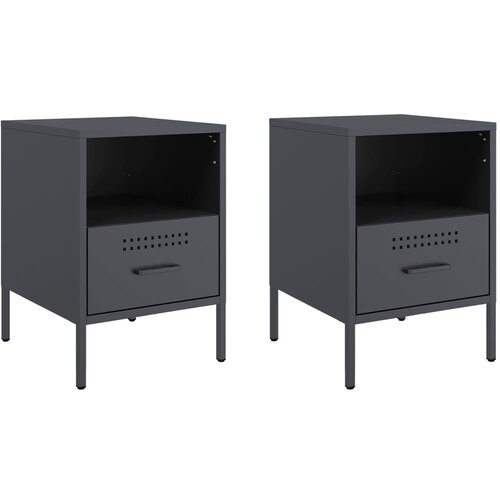 Maison Chic Dvo delni komplet Nočne omarice - Nočne mize antracit 36x39x50,5 cm jeklo, (21688635) Slike