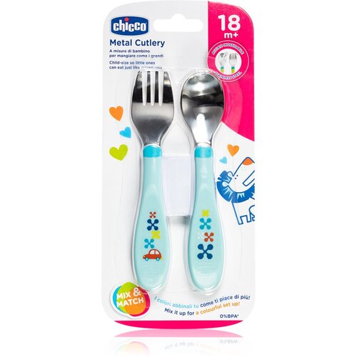 Chicco Metal Cutlery set pribora za jelo 18m+ Blue Cijene