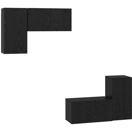 VidaXL Set TV ormarića s policom s pohranom s vratima 4 pcs Crni hrast 60 x 30 x 30 cm Slike