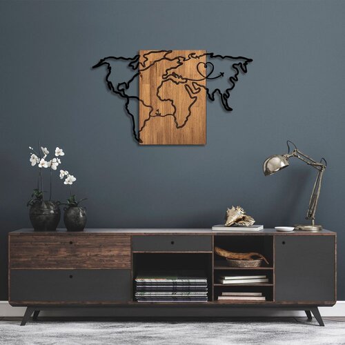 Wallity Zidna dekoracija Wold Map-316, 118x3x70cm, Hrast Slike