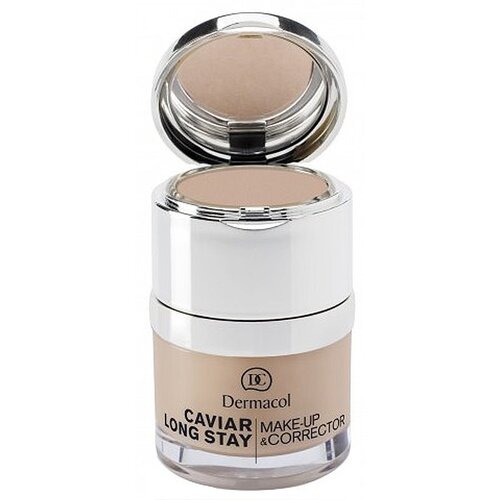 Dermacol Caviar Long Stay dolgoobstojni tekoči puder z izvlečki kaviarja in izpopolnjevalni korektor odtenek 1 Pale 30 ml Slike
