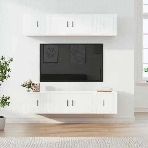  6-dijelni set TV ormarića sjajni bijeli drveni