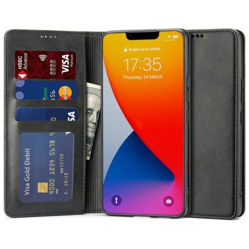  Onasi Wallet denarnica usnjena preklopna torbica iPhone 14 Plus 6.7 - črna, (21117213) Slike