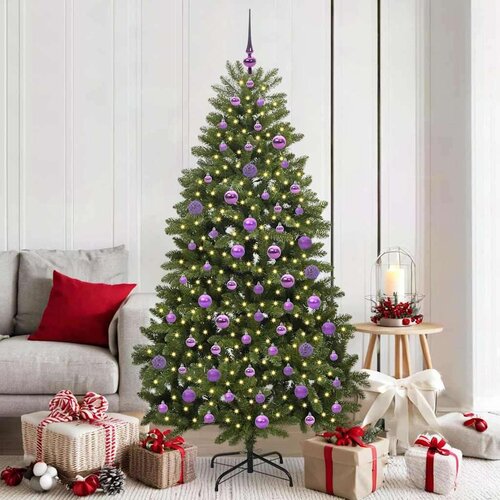 vidaXL Umjetno božićno drvce S LED lampica Zelena 180 cm PVC i metal Cijene