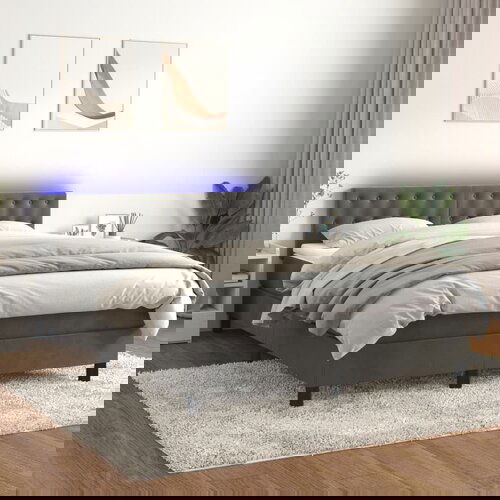 The Living Store Box spring postelja z vzmetnico LED temno siva 140x200 cm žamet - Box Spring Postelja, (21492955) Cene