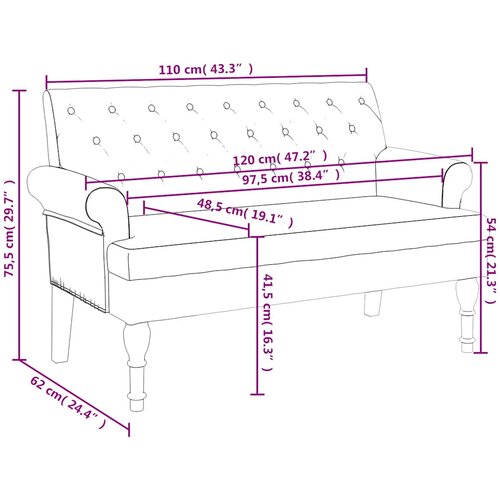  Klupa s naslonom crna 120x62x75,5 cm tkanina Slike