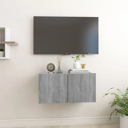 vidaXL Viseča TV omarica siva sonoma 60x30x30 cm inženirski les