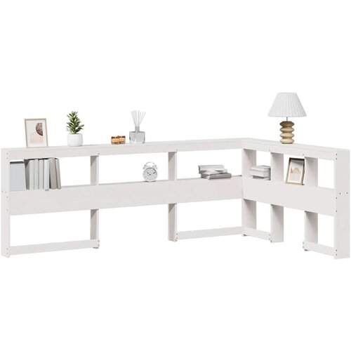  Knjižnica vzglavje L-oblike bela 120 cm trdna borovina Cene