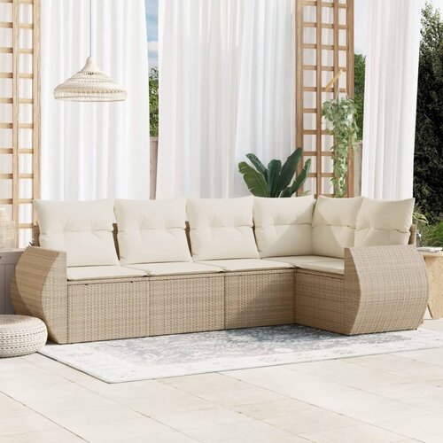 vidaXL 5-dijelni vrtni set sofa s jastucima bež od poliratana Cijene