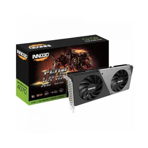 Inno3d NVIDIA GEFORCE RTX 4070 TWIN X2 OC 12GB GDDR6X 192bit, 2505 MHz / 21Gbps, 3x DP, 1x HDMI, 2x Fan, 2 slot Slike