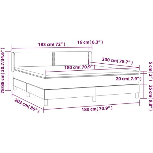  Krevet s oprugama i madracem plavi 180x200 cm od tkanine Slike