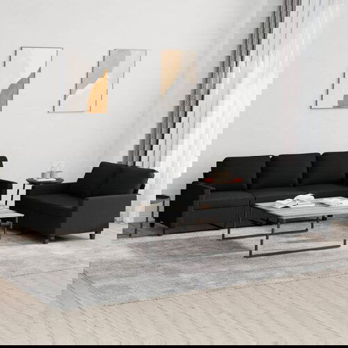 vidaXL Sedežna garnitura 2-delna z blazinami črno blago Cene