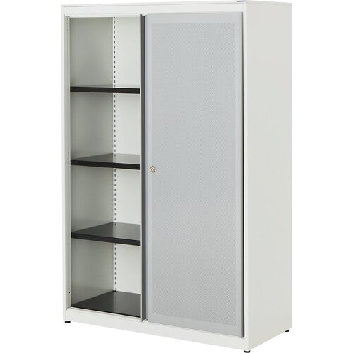mauser Omara z drsnimi vrati, akustični učinek, jeklena plošča, VxŠxG 1516 x 1000 x 432 mm, 3 police, čista bela / aluminijasto siva / čista bela Cene