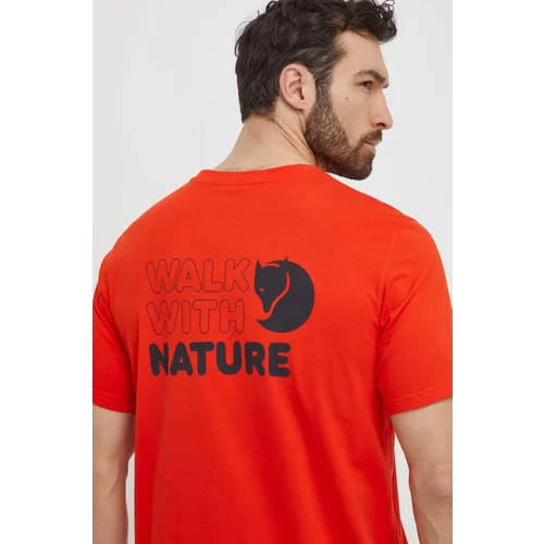 Fjallraven Kratka majica Walk With Nature moška, oranžna barva, F12600216