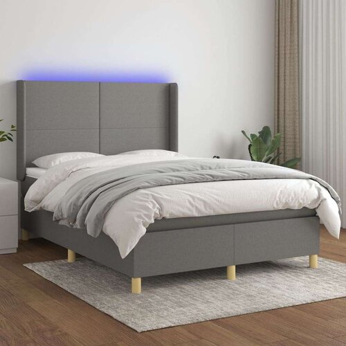  Box spring s madracem LED tamnosivi 140x200 cm tkanina Cijene